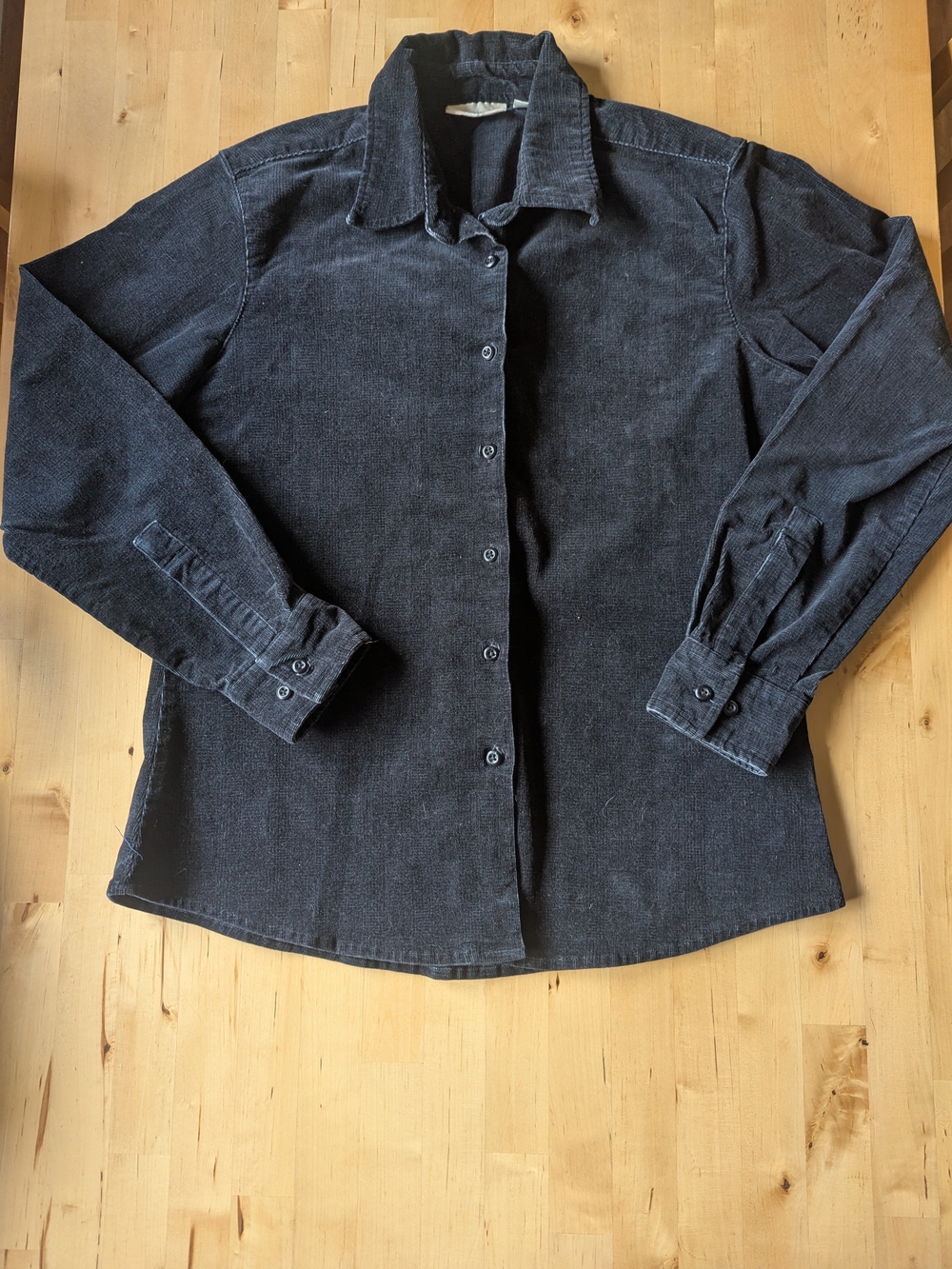 Vintage Penman's Women's Charcoal Corduroy Button-Up Shirt Size Medium 90s Y2K